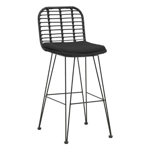 Bar stool Naoki pakoworld with cushion pe black-metal black leg 45x51x107cm