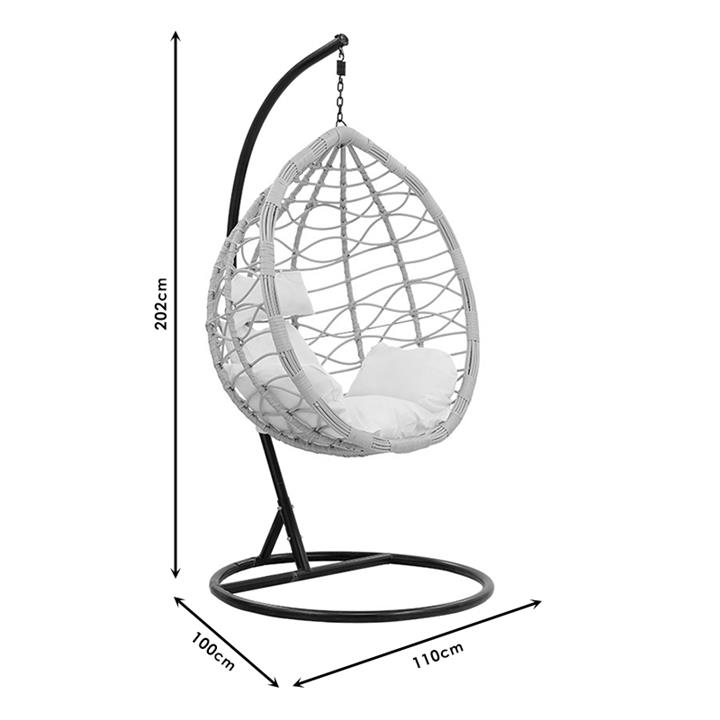 Hudson pakoworld swing hanging metal black-pp natural-cushion beige 109x119x195cm