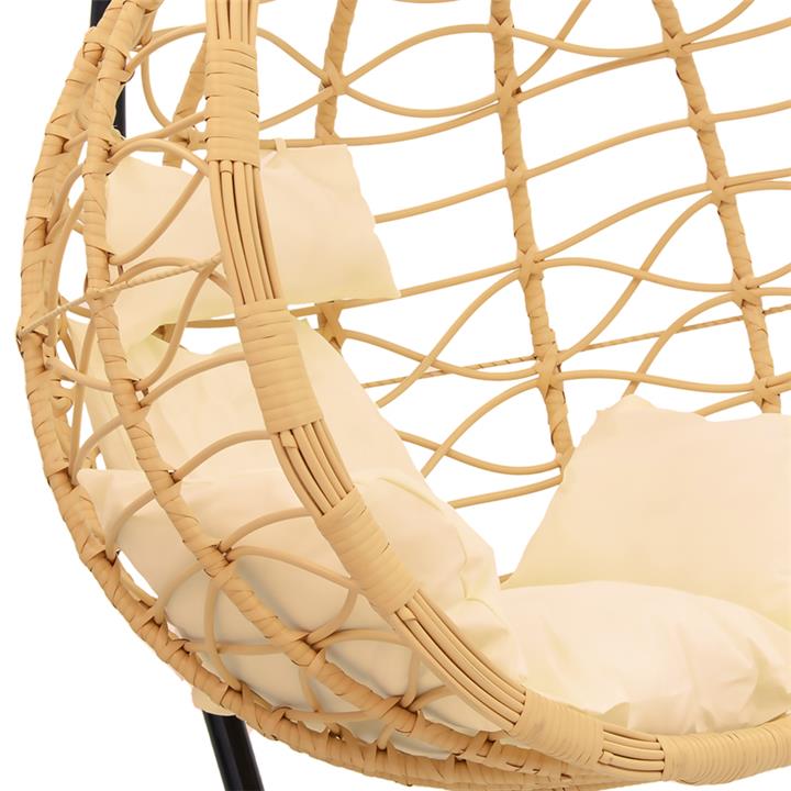 Hudson pakoworld swing hanging metal black-pp natural-cushion beige 109x119x195cm