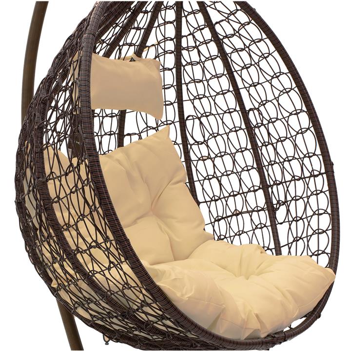 Zafer pakoworld swing hanging metal-pp brown-cushion beige 106x103x200cm