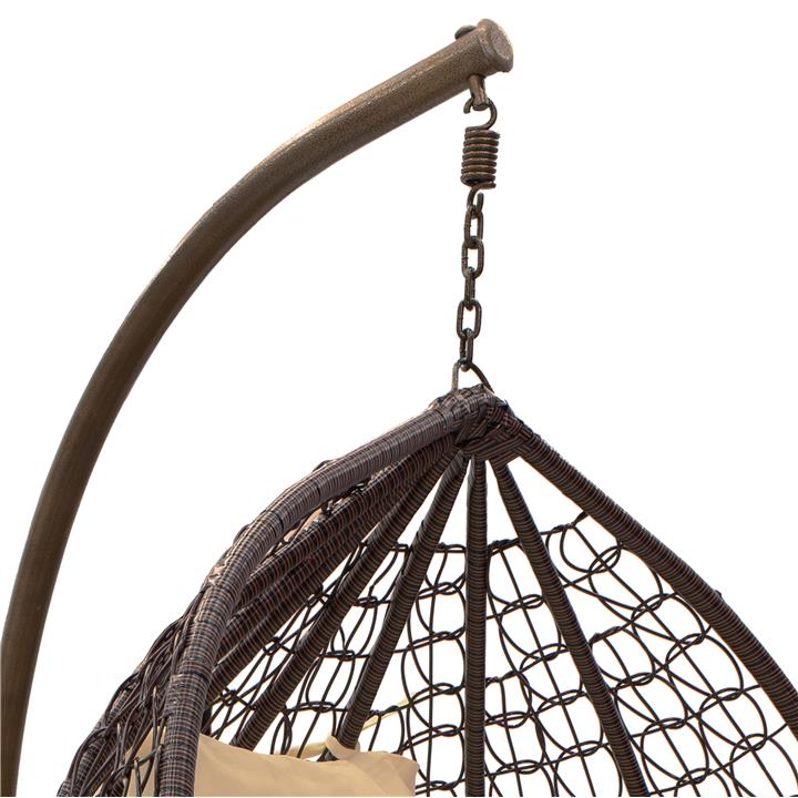 Zafer pakoworld swing hanging metal-pp brown-cushion beige 106x103x200cm