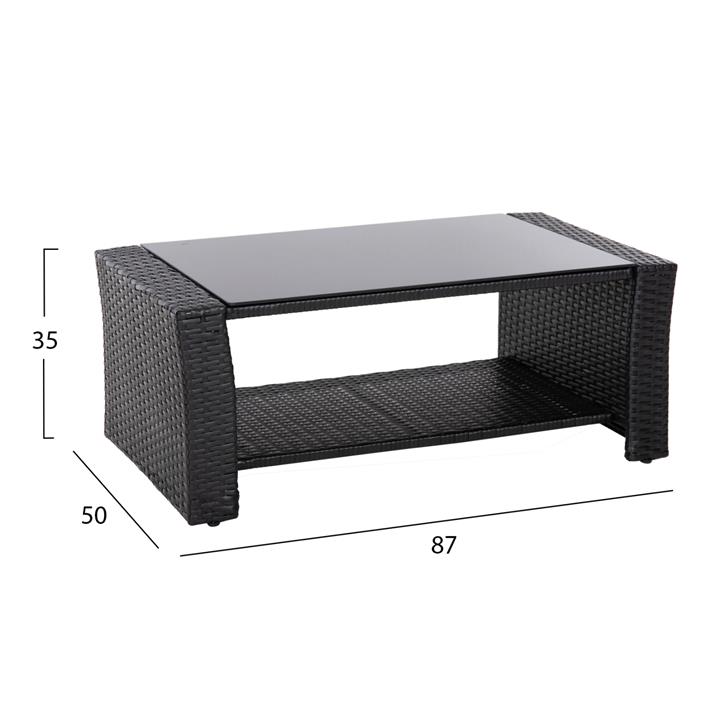 OUTDOOR LOUNGE 4PCS SET THORE HM5978 SYNTHETIC RATTAN IN ANTHRACITE-BEIGE CUSHIONS