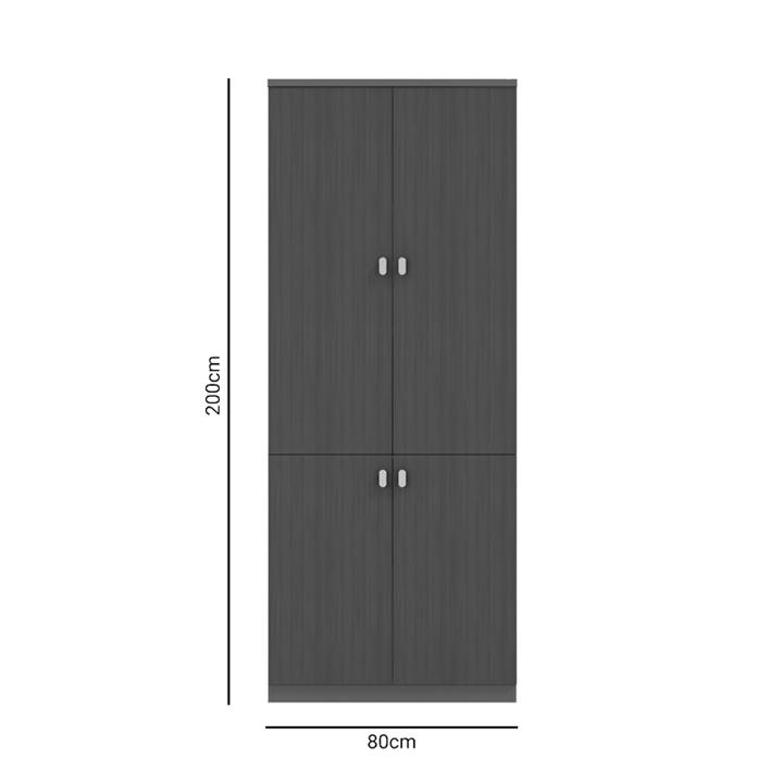 Office bookcase professional Denith pakoworld dark grey-walnut 80x40x200cm