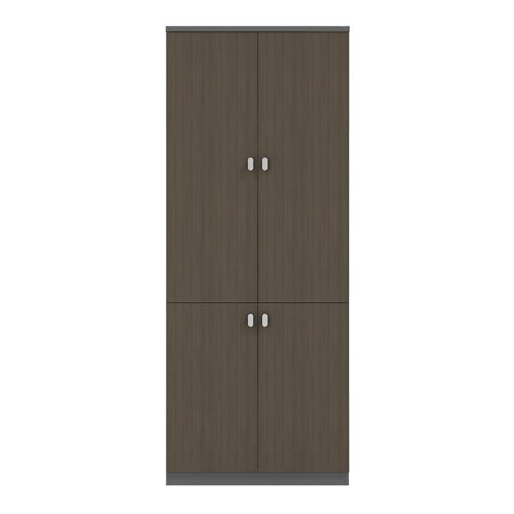 Office bookcase professional Denith pakoworld dark grey-walnut 80x40x200cm