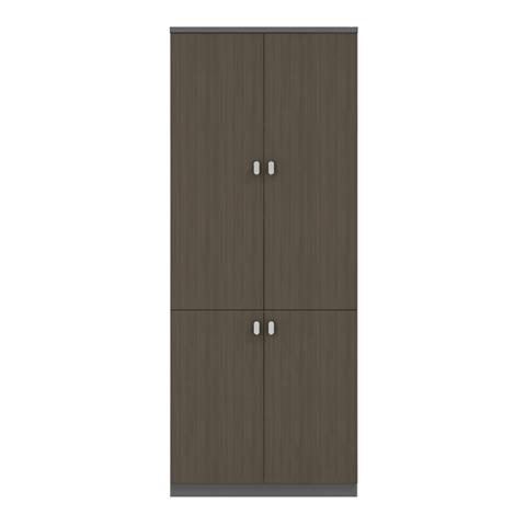 Office bookcase professional Denith pakoworld dark grey-walnut 80x40x200cm