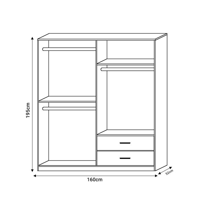 4-door wardrope Edritte pakoworld with drawers light walnut melamine 160x52x195cm