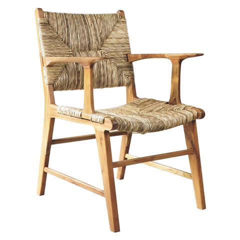 ARMCHAIR PROFESSIONAL SOLID TEAK WOOD AND RUSH-MATT 50X50X93Hcm.ΗΜ9400.11