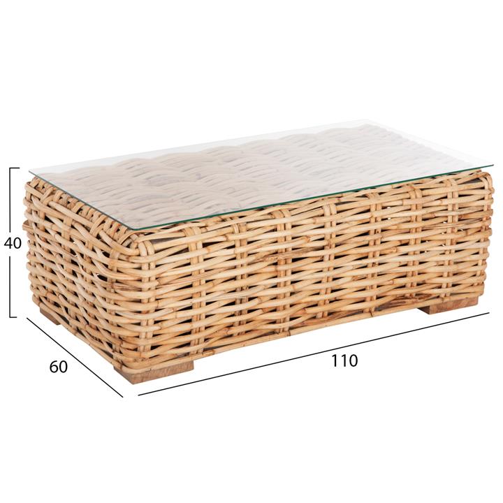 OUTDOOR LOUNGE SET 3PCS TROPEL HM11941 NATURAL RATTAN-WHITE CUSHIONS