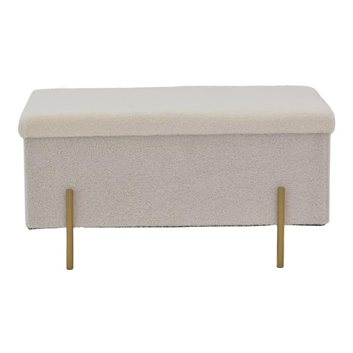 Stool-trunk Ziwel pakoworld teddy white-golden 80x40x40cm