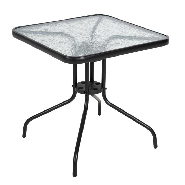 OUTDOOR TABLE SQUARE FIGO HM5036.03 BLACK METAL-GLASS TABLETOP 70Χ70Χ70Hcm