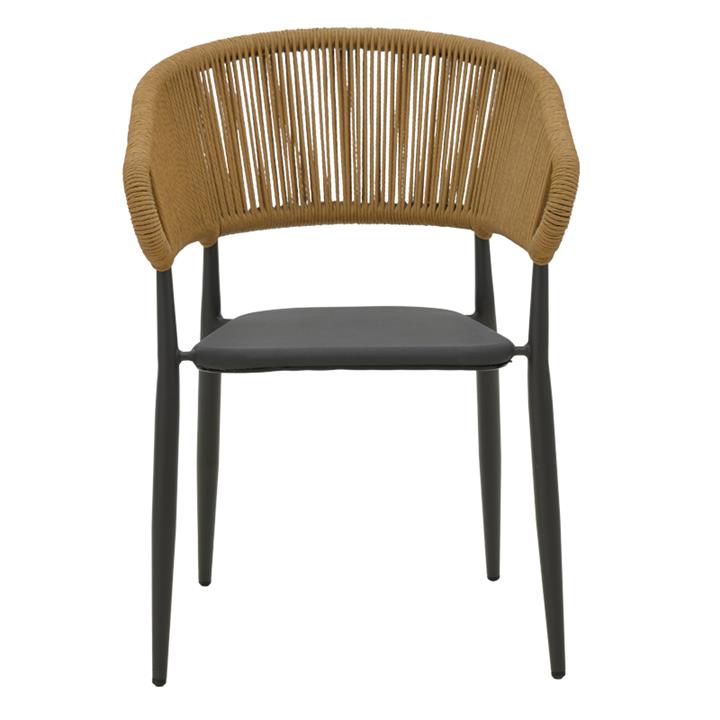 Πολυθρόνα Raven pakoworld στοιβαζόμενη rattan μπεζ-ανθρακί 57x62x78εκ