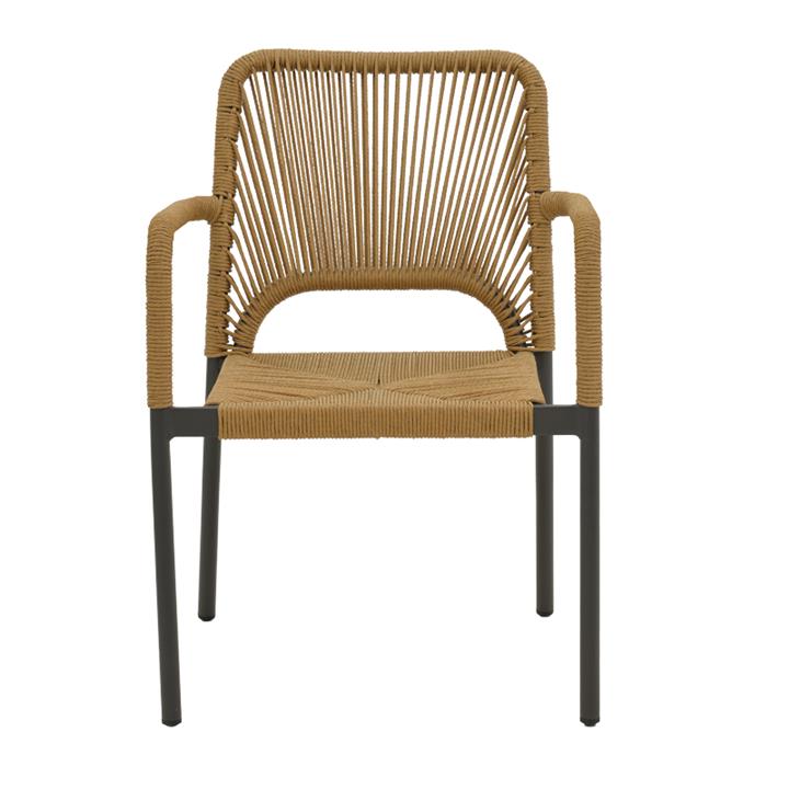 Πολυθρόνα Norture pakoworld στοιβαζόμενη rattan μπεζ-ανθρακί 57x61x85εκ
