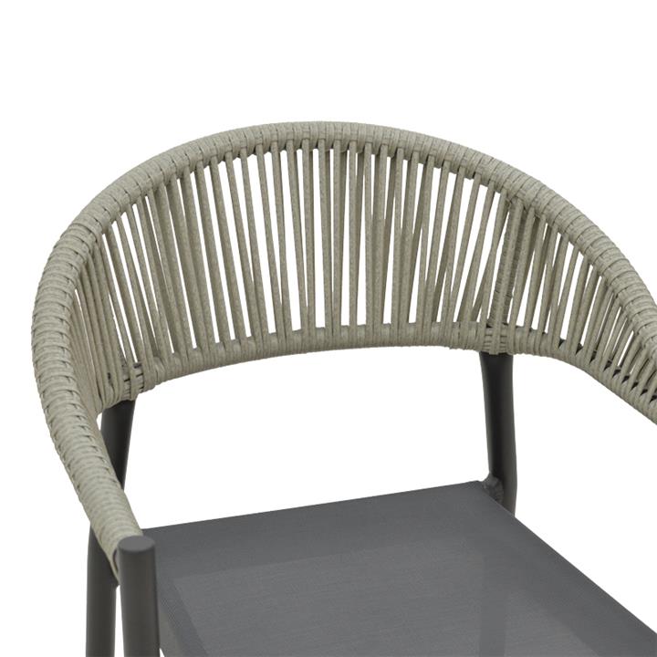 Armchair Elation pakoworld stackable rattan-aluminium dark grey 57x56x78cm