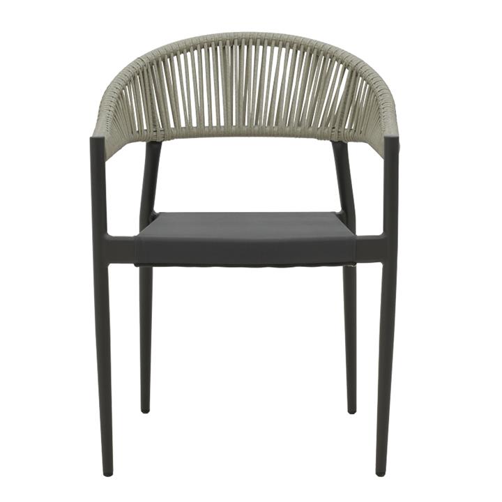 Armchair Elation pakoworld stackable rattan-aluminium dark grey 57x56x78cm