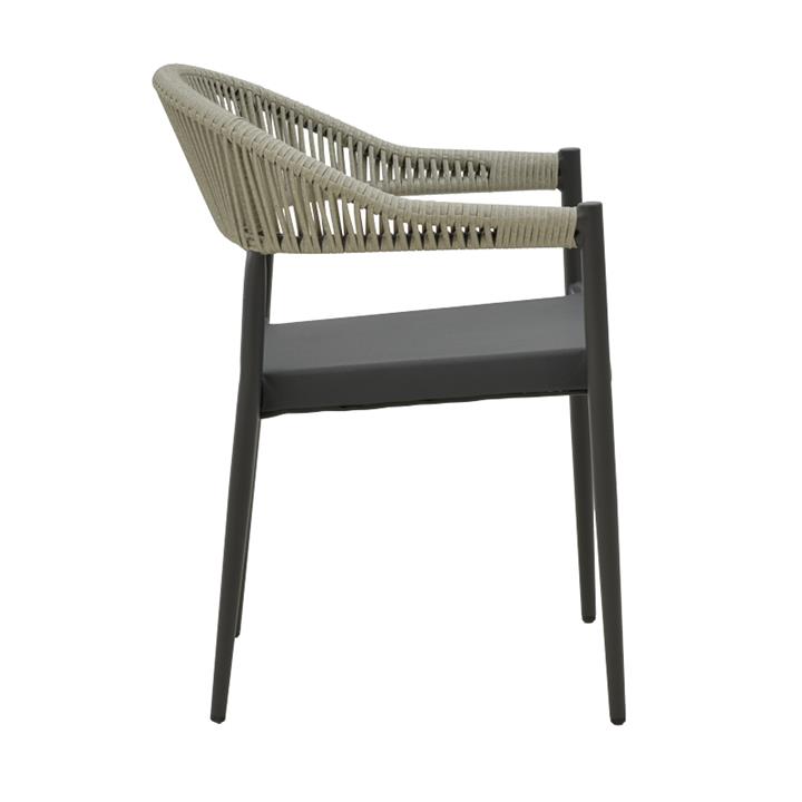 Armchair Elation pakoworld stackable rattan-aluminium dark grey 57x56x78cm