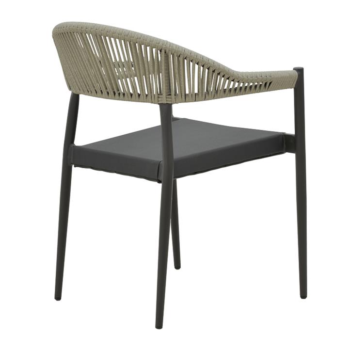 Armchair Elation pakoworld stackable rattan-aluminium dark grey 57x56x78cm