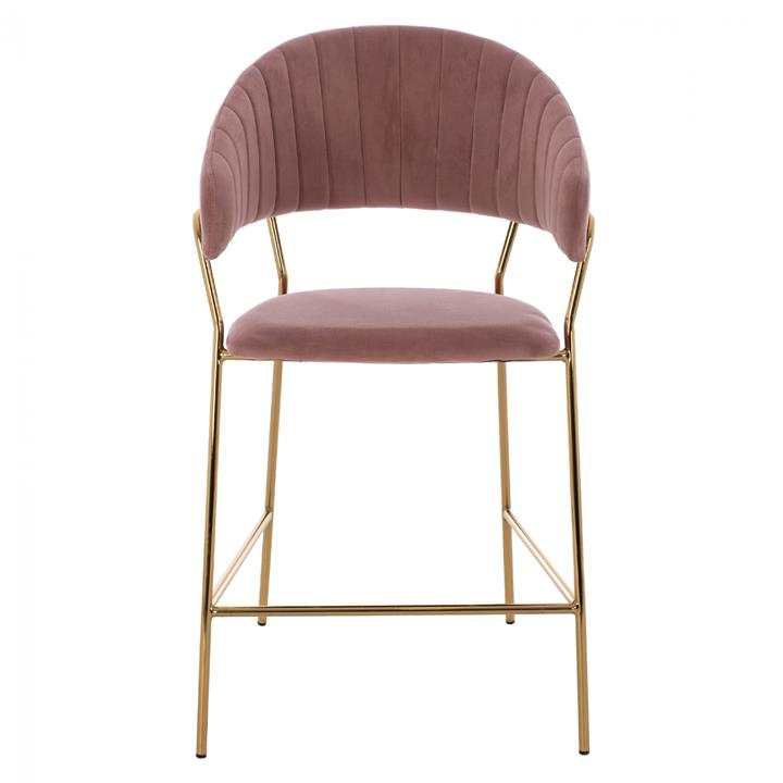 MEDIUM HEIGHT STOOL HM8734.02 VELVET DUSTY PINK GOLDEN FRAME 60x55x100Y cm.