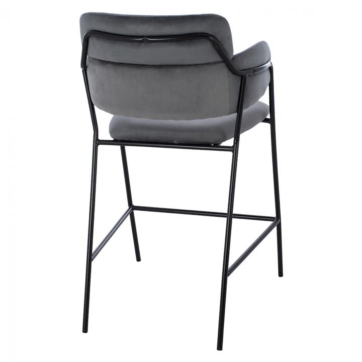 MEDIUM HEIGHT STOOL HM8735.01 GRAY VELVET WITH METAL FRAME 54x58x95Y cm.
