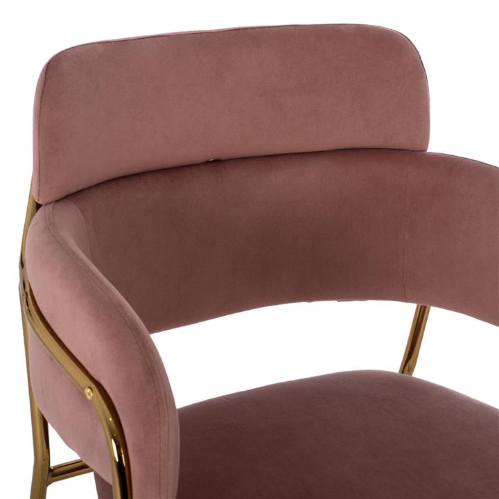 MEDIUM HEIGHT STOOL HM8735.02 VELVET DUSTY PINK GOLDEN FRAME 54x58x95Y cm.