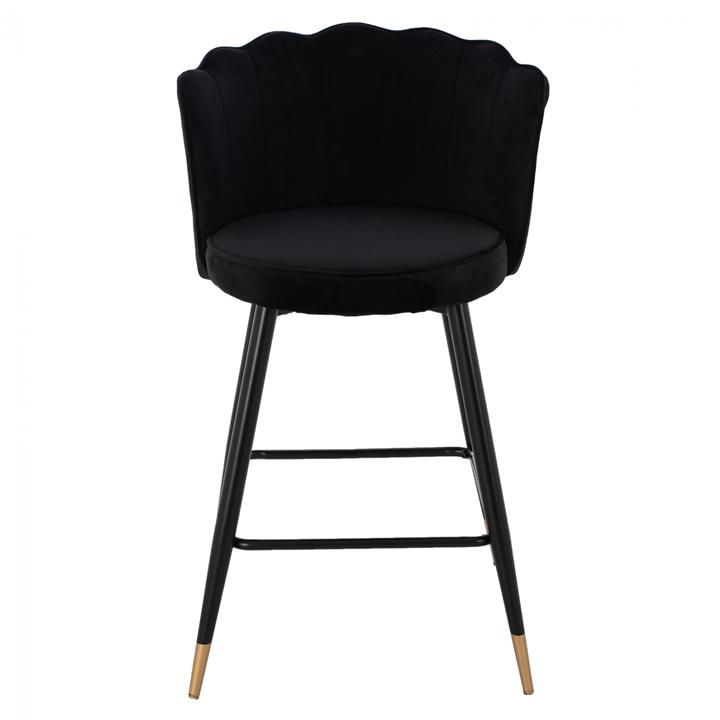 MEDIUM HEIGHT STOOL HM8736.04 BLACK VELVET WITH METAL FRAME 50x50x90 cm.