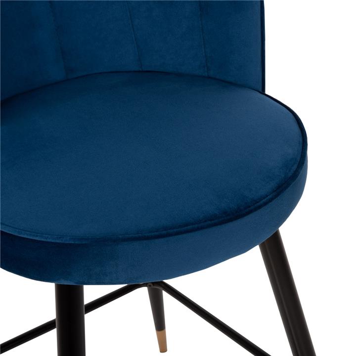 BAR STOOL VESNA HM8736.08 BLUE VELVET METAL FRAME IN BLACK 50x50x90Hcm.
