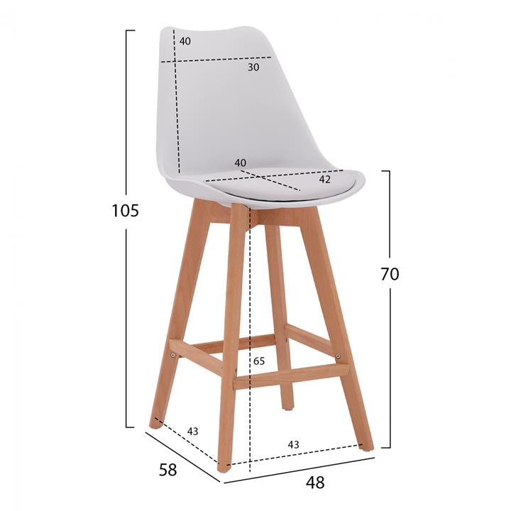 Bar Stool Vegas HM8000.11 White 48x58x105 cm
