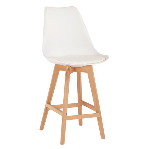 BAR STOOL VEGAS HM8000.21 MEDIUM HEIGHT WHITE POLYPROPYLENE NATURAL BEECH WOOD 47x58x103Hcm.
