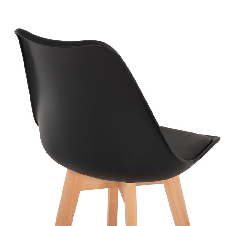 BAR STOOL VEGAS HM8000.22 MEDIUM HEIGHT BLACK POLYPROPYLENE NATURAL BEECH WOOD 47x58x103Hcm.