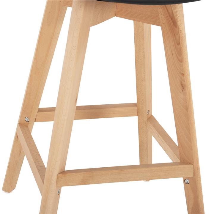 BAR STOOL VEGAS HM8000.22 MEDIUM HEIGHT BLACK POLYPROPYLENE NATURAL BEECH WOOD 47x58x103Hcm.
