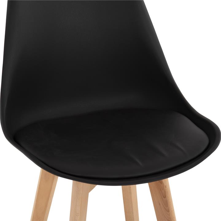 BAR STOOL VEGAS HM8000.22 MEDIUM HEIGHT BLACK POLYPROPYLENE NATURAL BEECH WOOD 47x58x103Hcm.