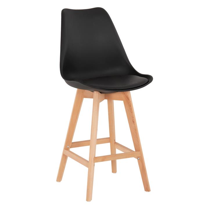 BAR STOOL VEGAS HM8000.22 MEDIUM HEIGHT BLACK POLYPROPYLENE NATURAL BEECH WOOD 47x58x103Hcm.