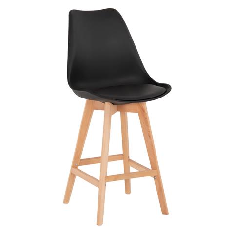 BAR STOOL VEGAS HM8000.22 MEDIUM HEIGHT BLACK POLYPROPYLENE NATURAL BEECH WOOD 47x58x103Hcm.