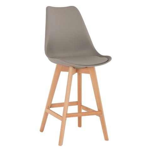 BAR STOOL VEGAS HM8000.40 MEDIUM HEIGHT GREY POLYPROPYLENE NATURAL BEECH WOOD 47x58x103Hcm.