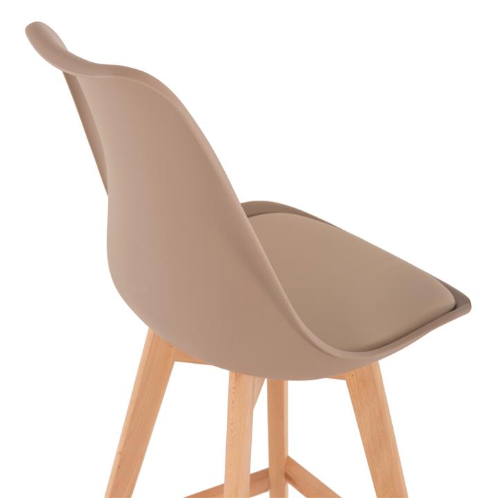 BAR STOOL VEGAS HM8000.55 MEDIUM HEIGHT CAPPUCCINO POLYPROPYLENE NATURAL BEECH WOOD 47x58x103Hcm.