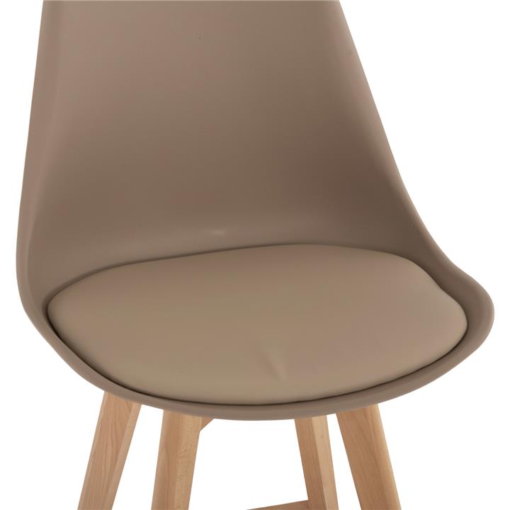 BAR STOOL VEGAS HM8000.55 MEDIUM HEIGHT CAPPUCCINO POLYPROPYLENE NATURAL BEECH WOOD 47x58x103Hcm.