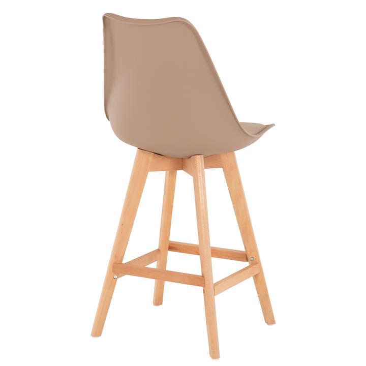 BAR STOOL VEGAS HM8000.55 MEDIUM HEIGHT CAPPUCCINO POLYPROPYLENE NATURAL BEECH WOOD 47x58x103Hcm.