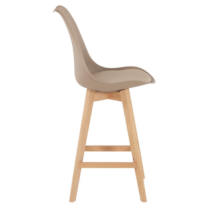 BAR STOOL VEGAS HM8000.55 MEDIUM HEIGHT CAPPUCCINO POLYPROPYLENE NATURAL BEECH WOOD 47x58x103Hcm.