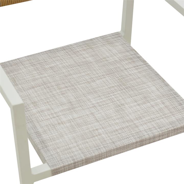 Armchair Savor pakoworld stackable rattan beige-aluminium white 55x58x83cm