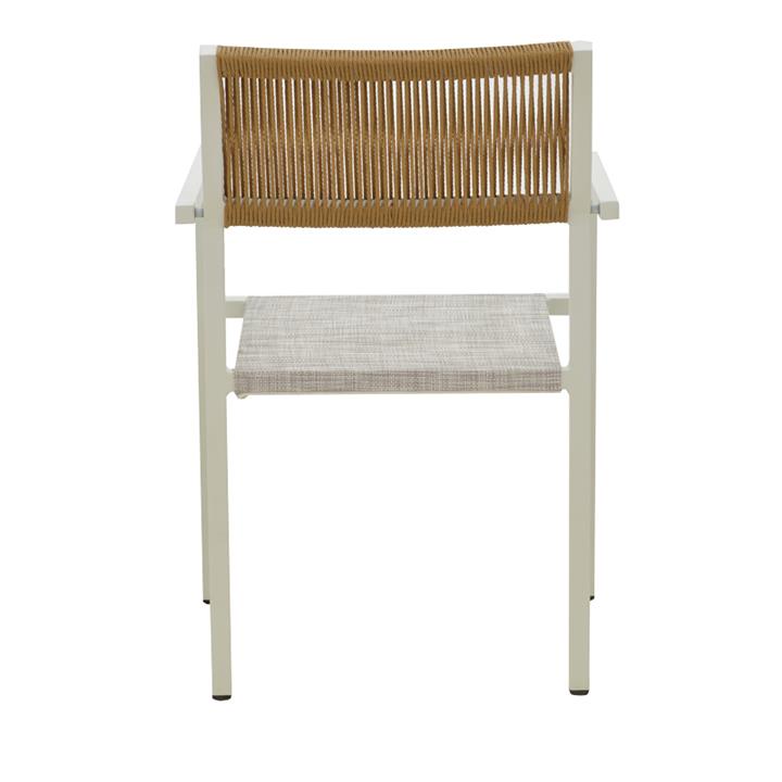 Armchair Savor pakoworld stackable rattan beige-aluminium white 55x58x83cm