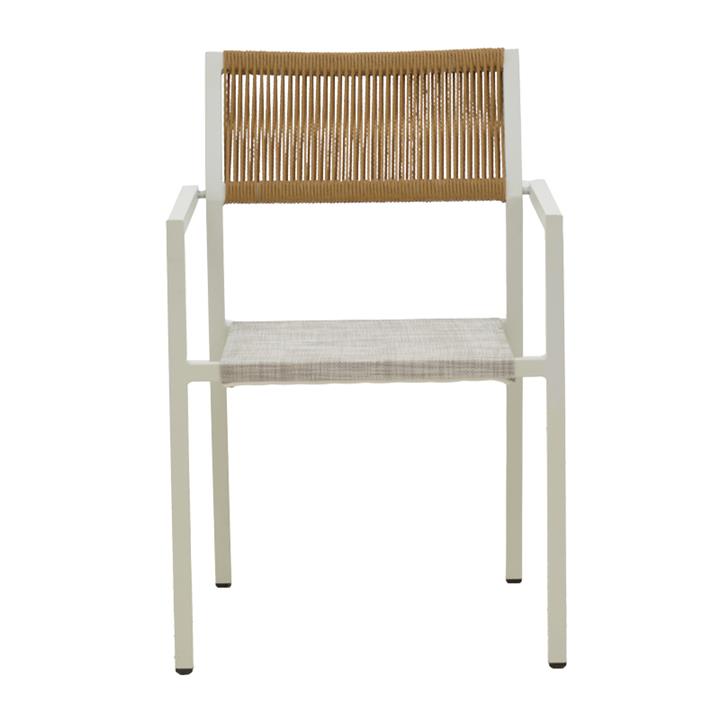 Armchair Savor pakoworld stackable rattan beige-aluminium white 55x58x83cm