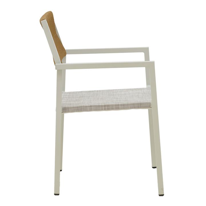 Armchair Savor pakoworld stackable rattan beige-aluminium white 55x58x83cm