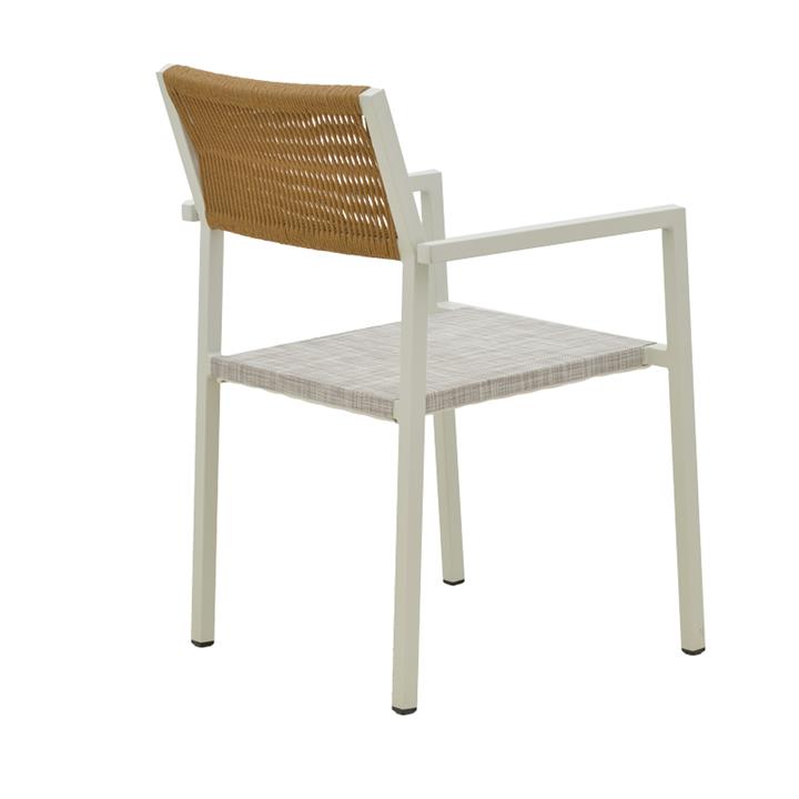 Armchair Savor pakoworld stackable rattan beige-aluminium white 55x58x83cm
