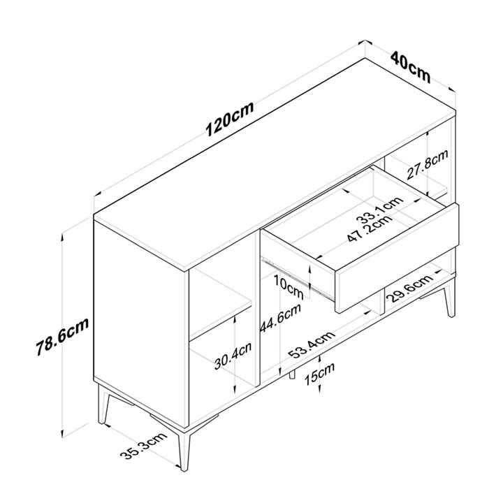 Buffet Ubron pakoworld white-walnut melamine 120x40x78.6cm