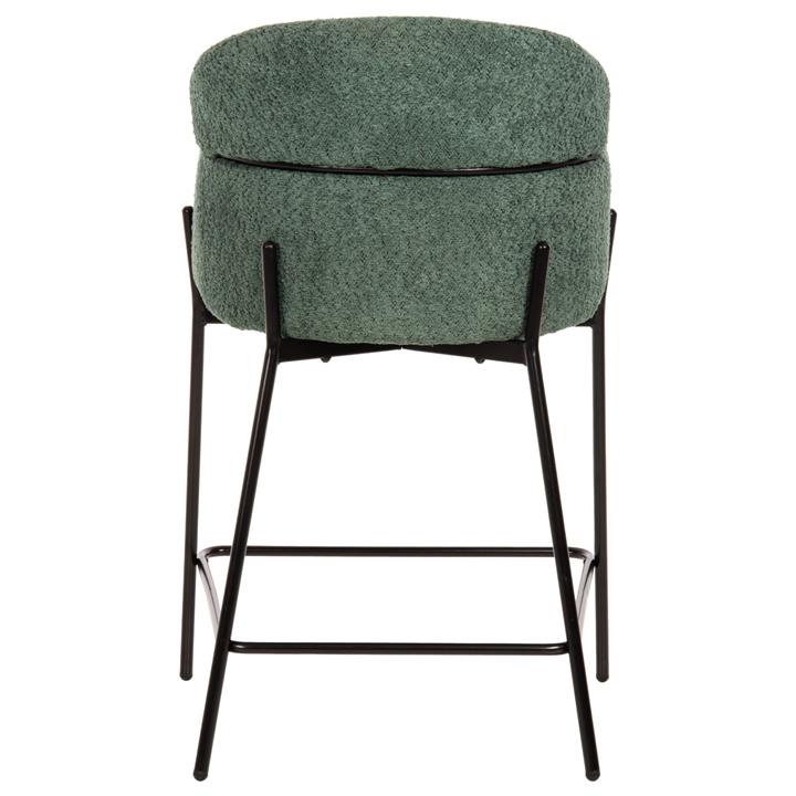 BAR STOOL MEDIUM HEIGHT WOLF HM8584.03 PETROL GREEN BOUCLE FABRIC-BLACK METAL LEGS 56x56x96Hcm.