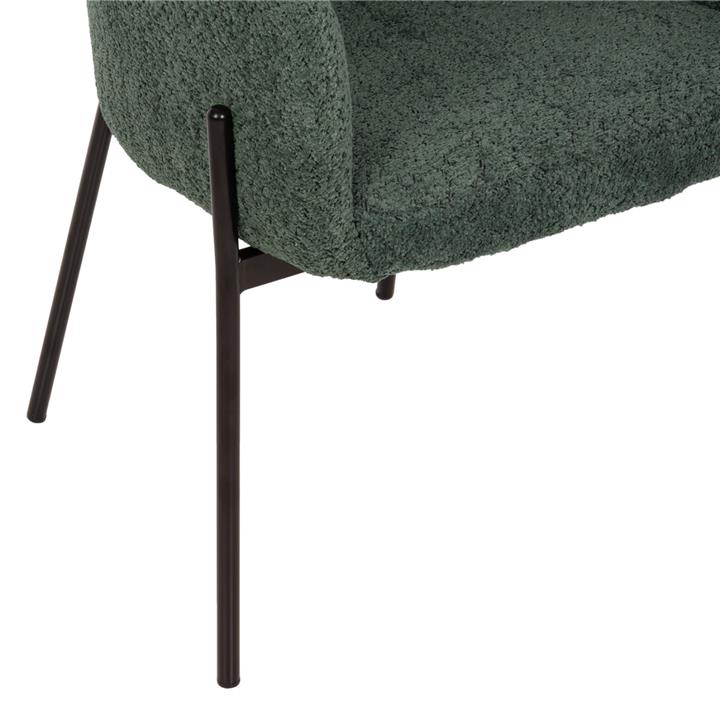 ARMCHAIR WOLF HM8583.03 PETROL GREEN BOUCLE FABRIC-BLACK METAL LEGS 58x58x80Hcm.