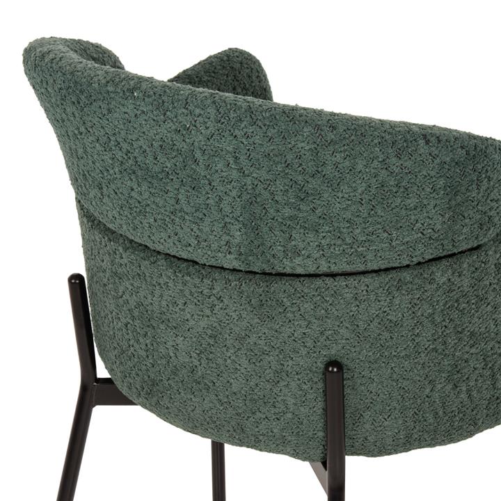 ARMCHAIR WOLF HM8583.03 PETROL GREEN BOUCLE FABRIC-BLACK METAL LEGS 58x58x80Hcm.