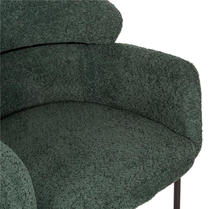 ARMCHAIR WOLF HM8583.03 PETROL GREEN BOUCLE FABRIC-BLACK METAL LEGS 58x58x80Hcm.