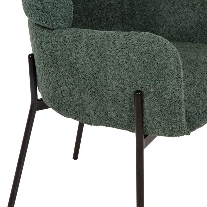 ARMCHAIR WOLF HM8583.03 PETROL GREEN BOUCLE FABRIC-BLACK METAL LEGS 58x58x80Hcm.