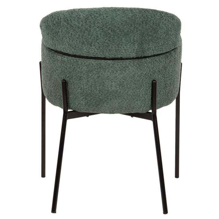 ARMCHAIR WOLF HM8583.03 PETROL GREEN BOUCLE FABRIC-BLACK METAL LEGS 58x58x80Hcm.