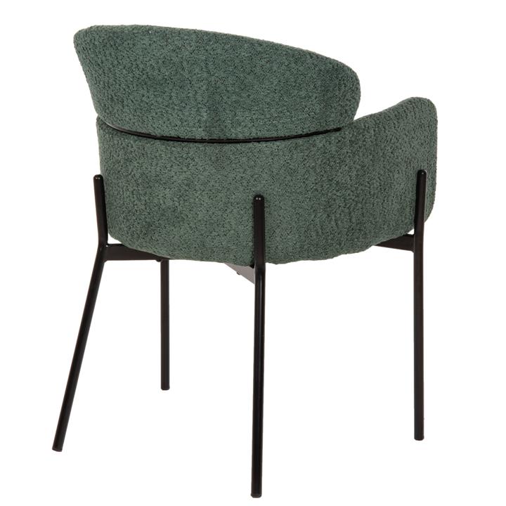 ARMCHAIR WOLF HM8583.03 PETROL GREEN BOUCLE FABRIC-BLACK METAL LEGS 58x58x80Hcm.